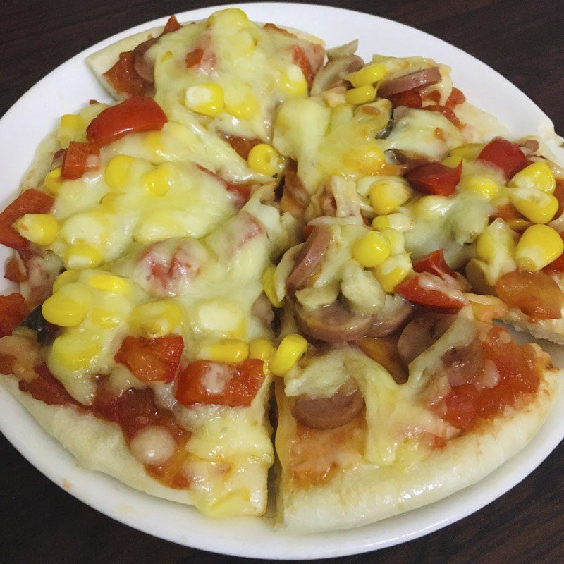 Step 7 Final product Sausage pizza using a non-stick pan