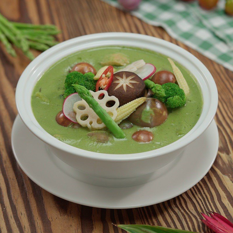 Step 5 Final product Green vegetarian curry