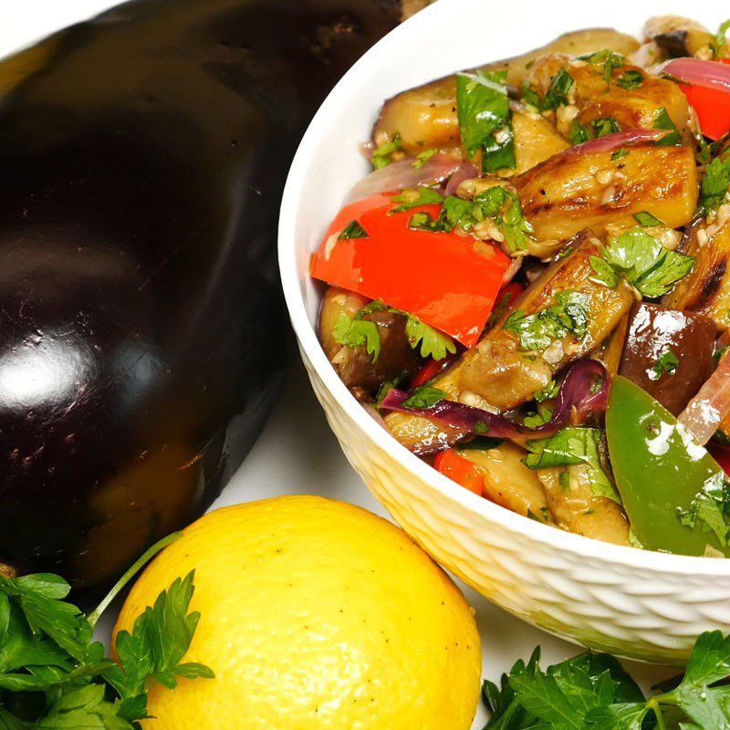 Step 5 Final product Eggplant Bell pepper salad