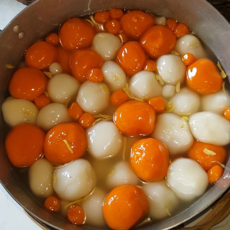 Step 9 Final Product Gac Sticky Rice Ball with Durian Filling