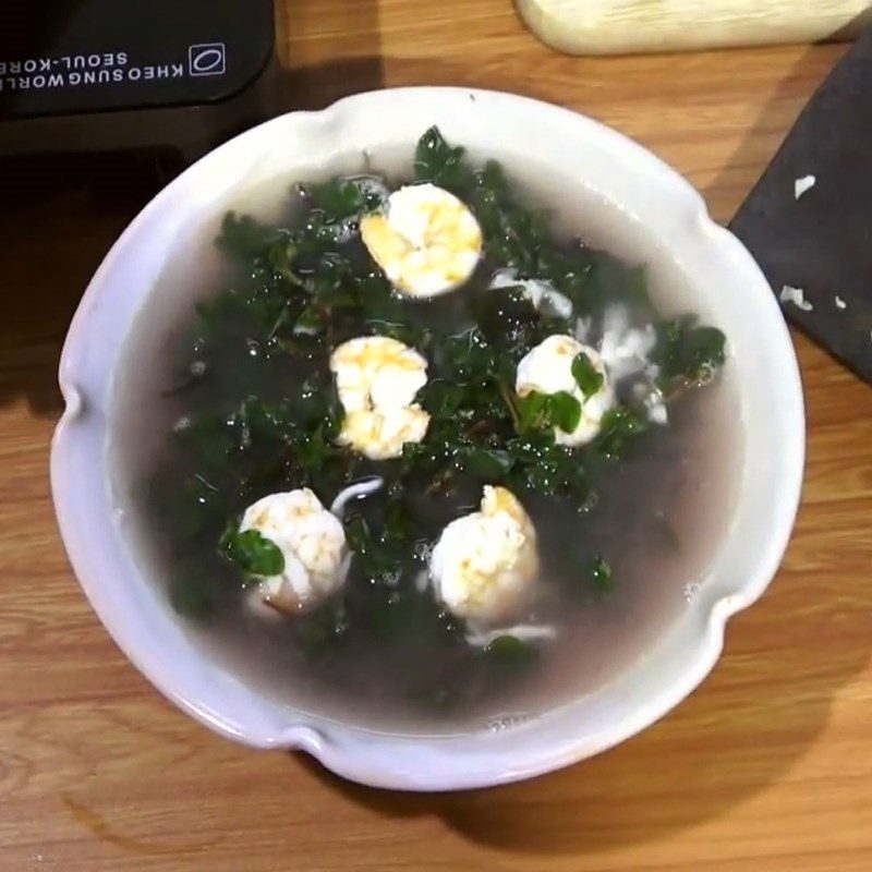 Step 3 Final Product Japanese watercress soup with fresh shrimp