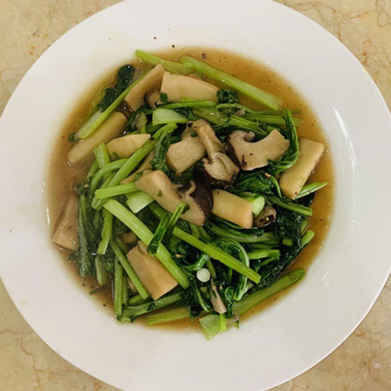 Step 3 Final Product Stir-fried mustard greens with mushrooms