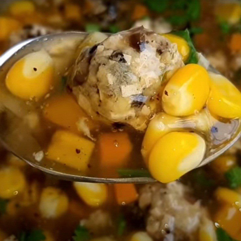 Step 4 Final product Vegetarian meatball soup