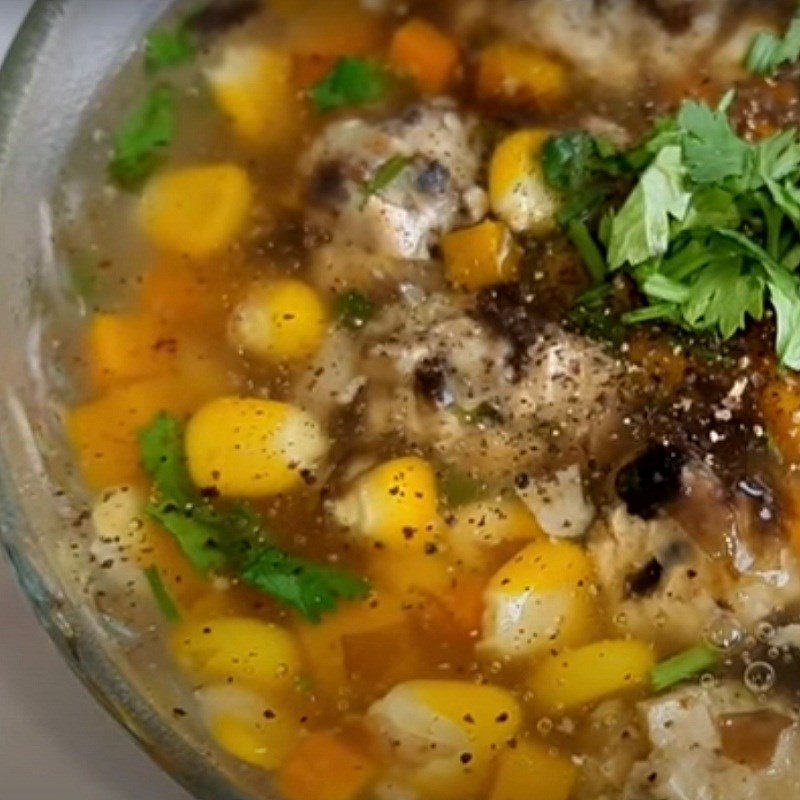 Step 4 Final product Vegetarian meatball soup