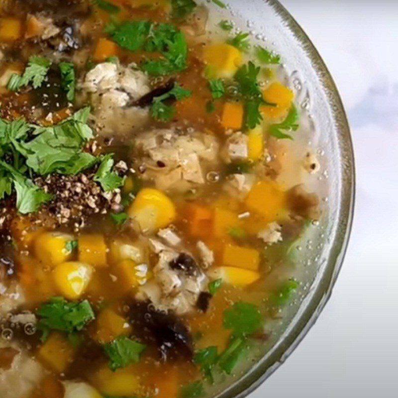 Step 4 Final product Vegetarian meatball soup