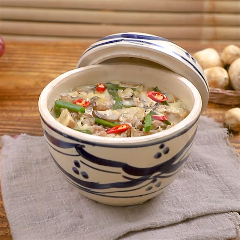 Step 4 Finished Dish Steamed Egg with Straw Mushrooms and Minced Meat