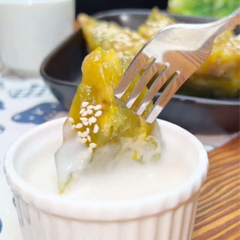 Step 4 Final product Steamed banana cake with pineapple and coconut milk (Recipe shared from Tiktok Cooking with TasteVN)