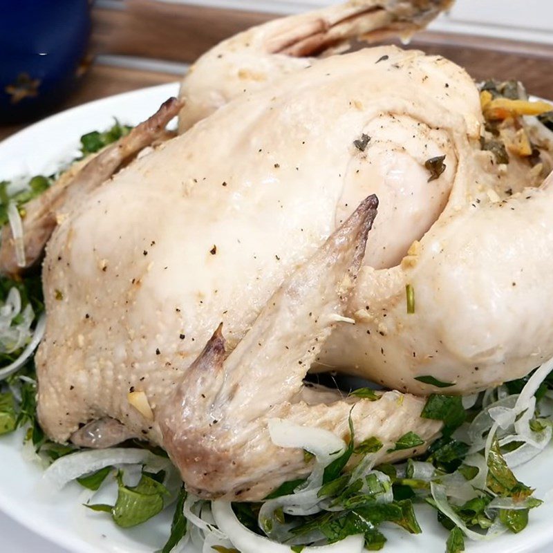 Step 6 Final Product Steamed Chicken with Rice Paddy Herb