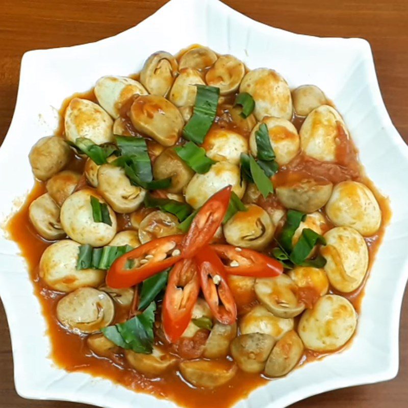 Step 4 Finished Dish Quail eggs stewed with straw mushrooms and tomatoes