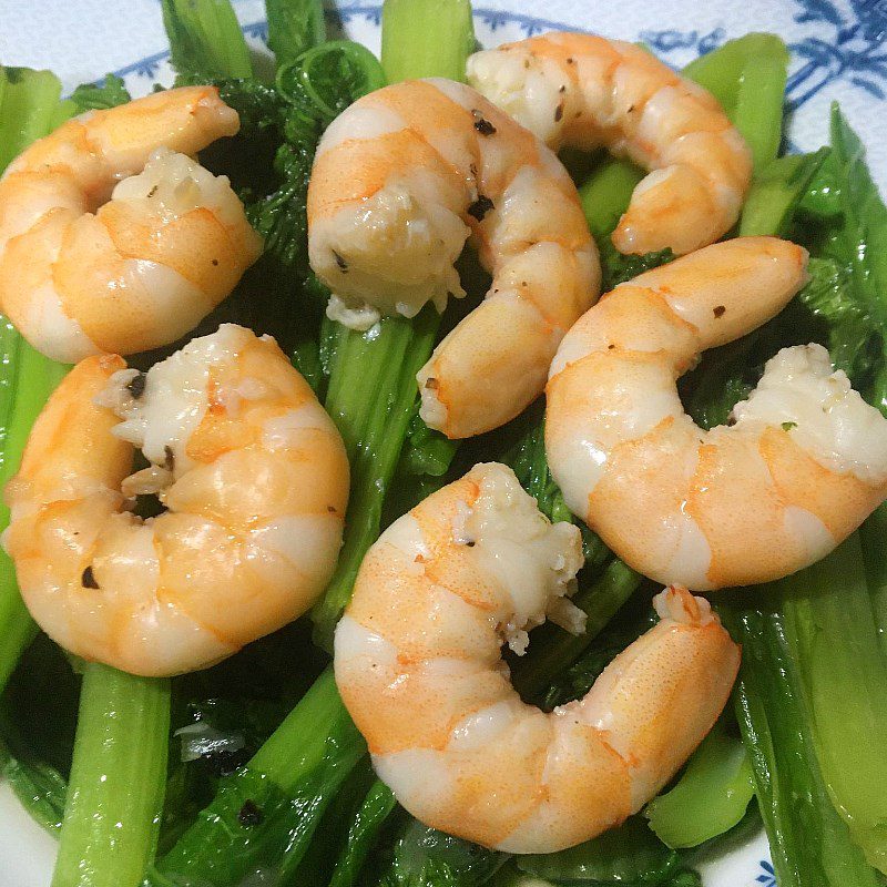 Step 3 Final Product Stir-fried bok choy with fresh shrimp