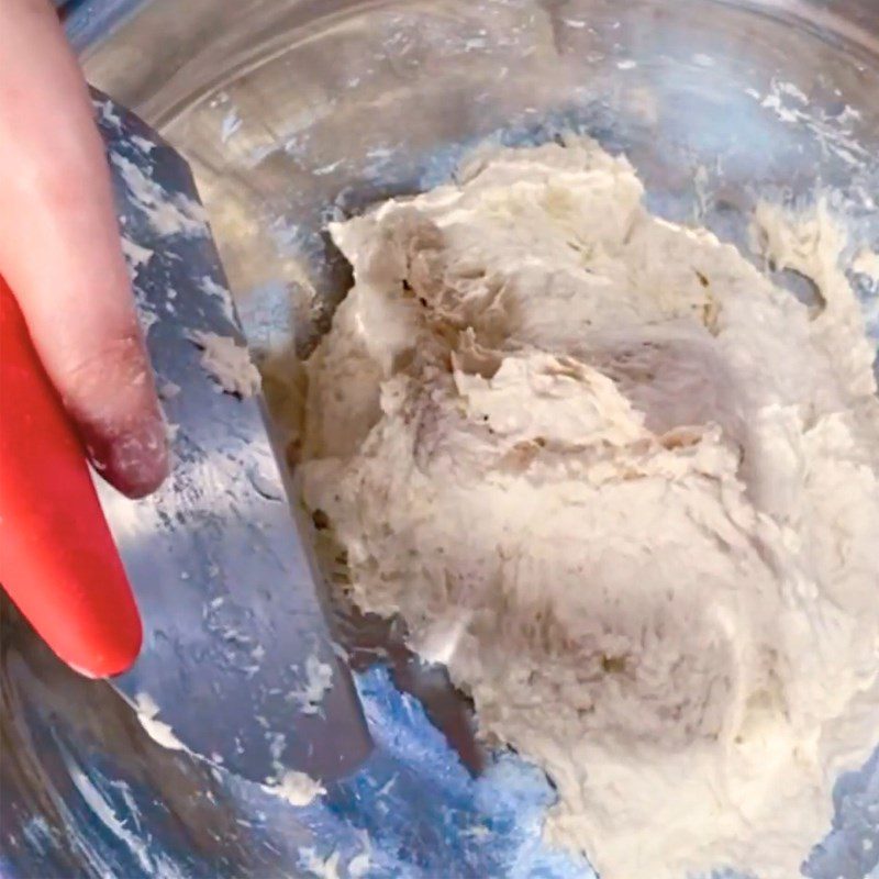 Step 2 Add water and mix the dough for French baguette