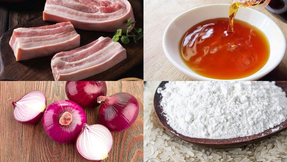 Ingredients for fried pork belly with fish sauce