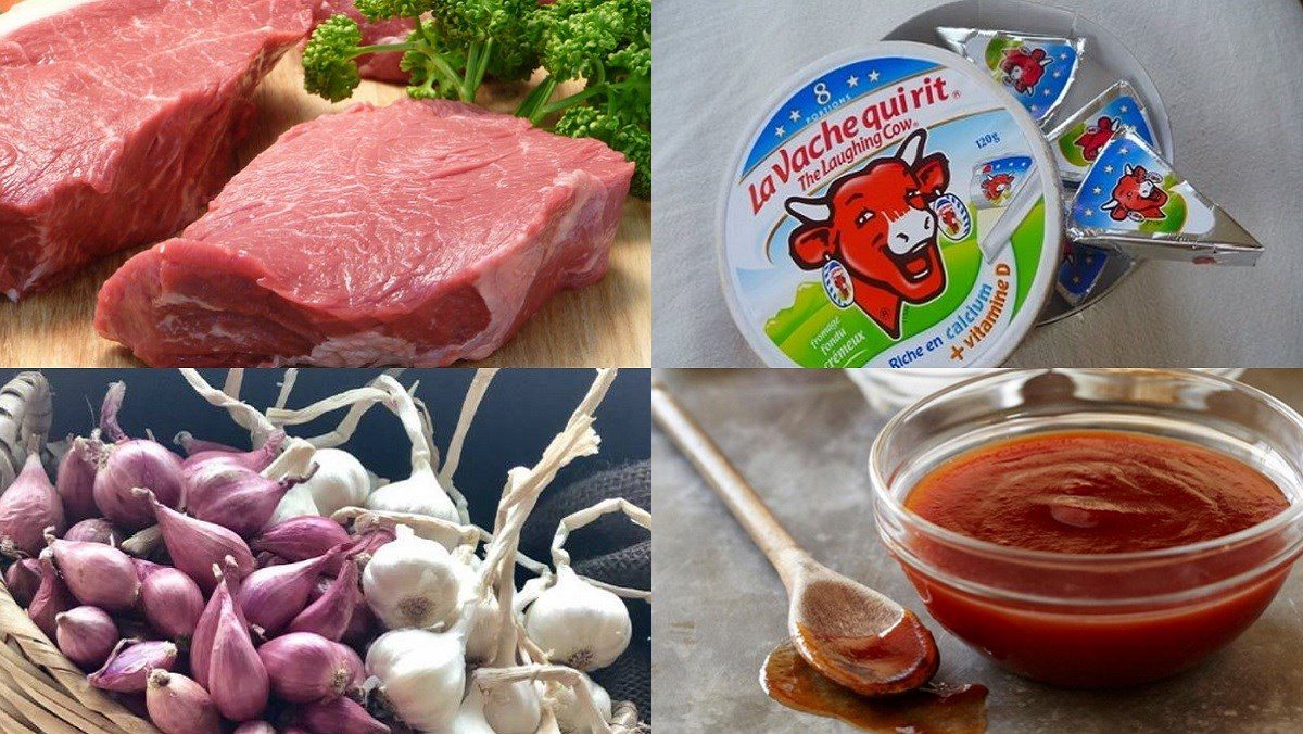Ingredients for cheese roll meat dish
