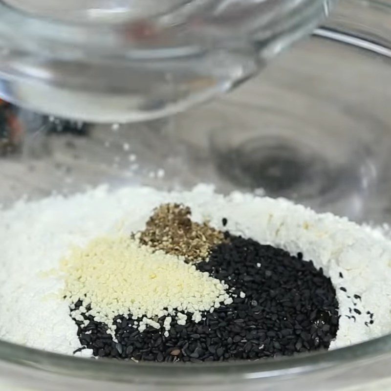 Step 1 Mixing the batter for Fried minced chicken with sesame