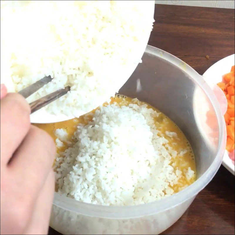 Step 2 Mix rice Fried rice using an air fryer