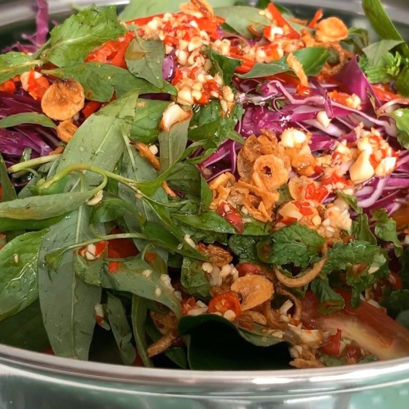 Step 5 Mixing the salad Water spinach squid salad