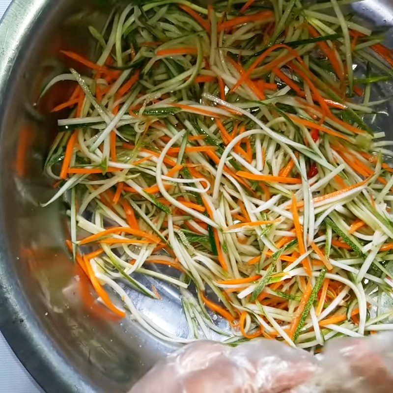 Step 2 Mixing salad Cucumber and shredded carrot salad