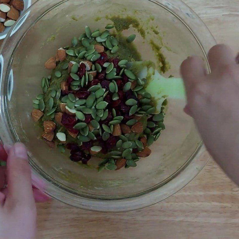 Step 4 Mixing the nuts Green tea biscotti