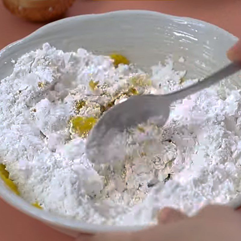 Step 2 Mix the pumpkin flour and pandan leaf flour Chrysanthemum Pudding with Sago and Coconut Milk