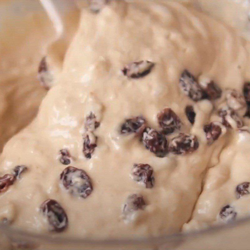 Step 4 Mix the flour and oat milk mixture Vegan Raisin Sponge Cake