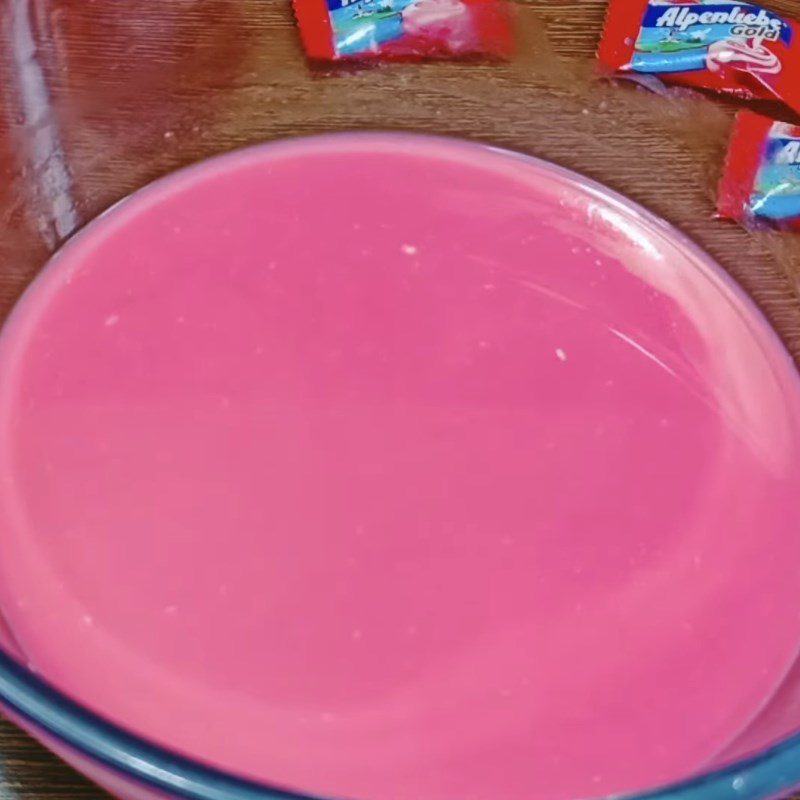 Step 2 Mixing strawberry milk mixture Strawberry ice cream from strawberry candy
