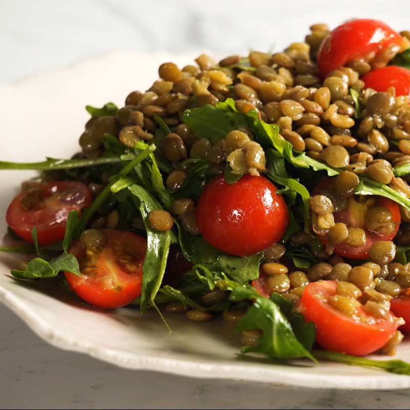 Step 5 Mixing salad Eggplant lentil salad