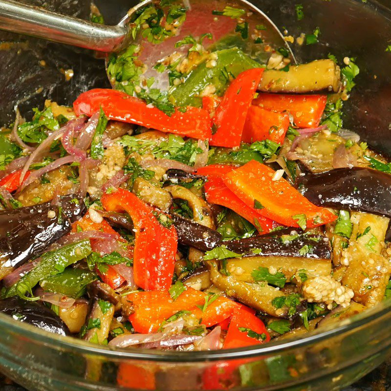 Step 4 Mixing salad Eggplant Bell pepper salad