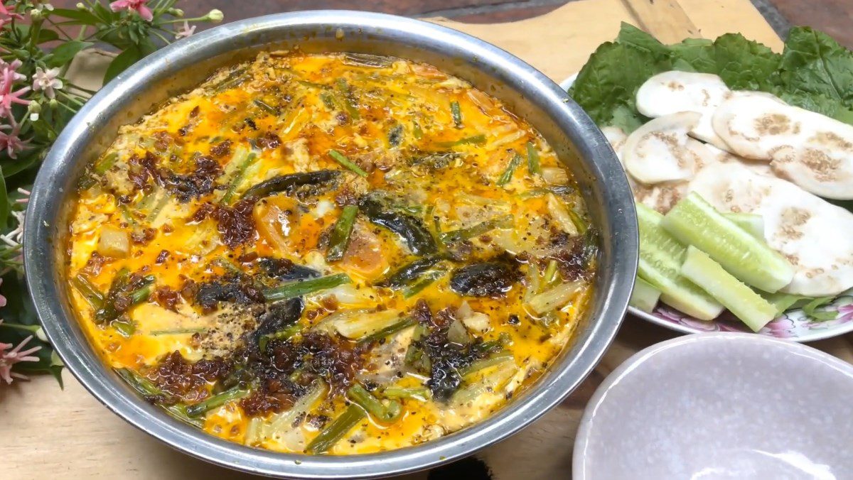 Steamed Egg with Straw Mushrooms and Century Egg