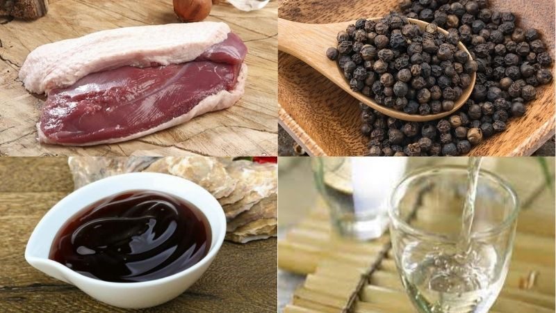 Ingredients for duck breast with black pepper sauce