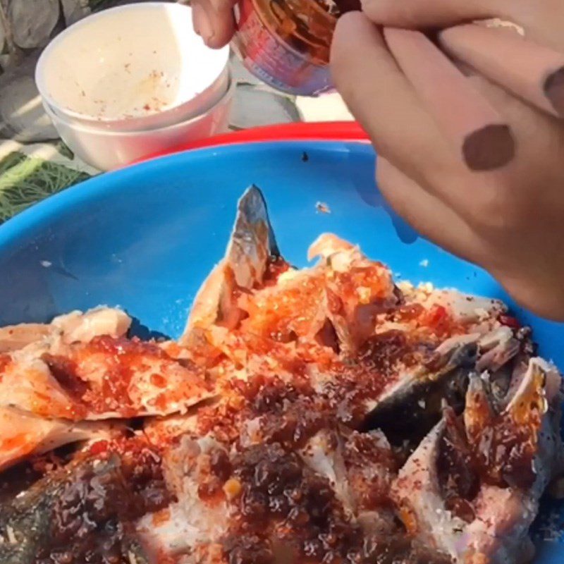 Step 2 Marinate the Fish Grilled Salmon Head with Chili Salt