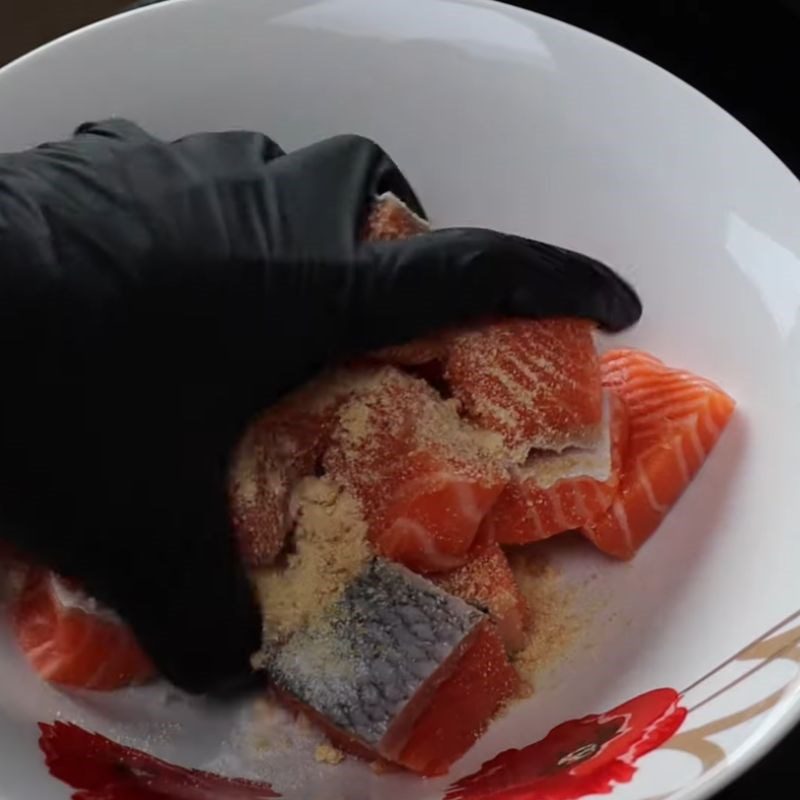 Step 2 Marinate the fish for Crispy Fried Salmon