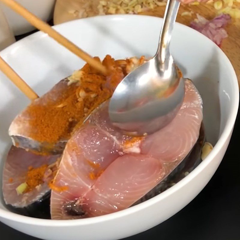Step 4 Marinate the fish Mackerel curry