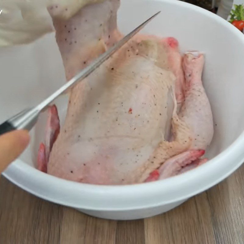 Step 3 Marinate chicken Steamed chicken with rice paddy herb
