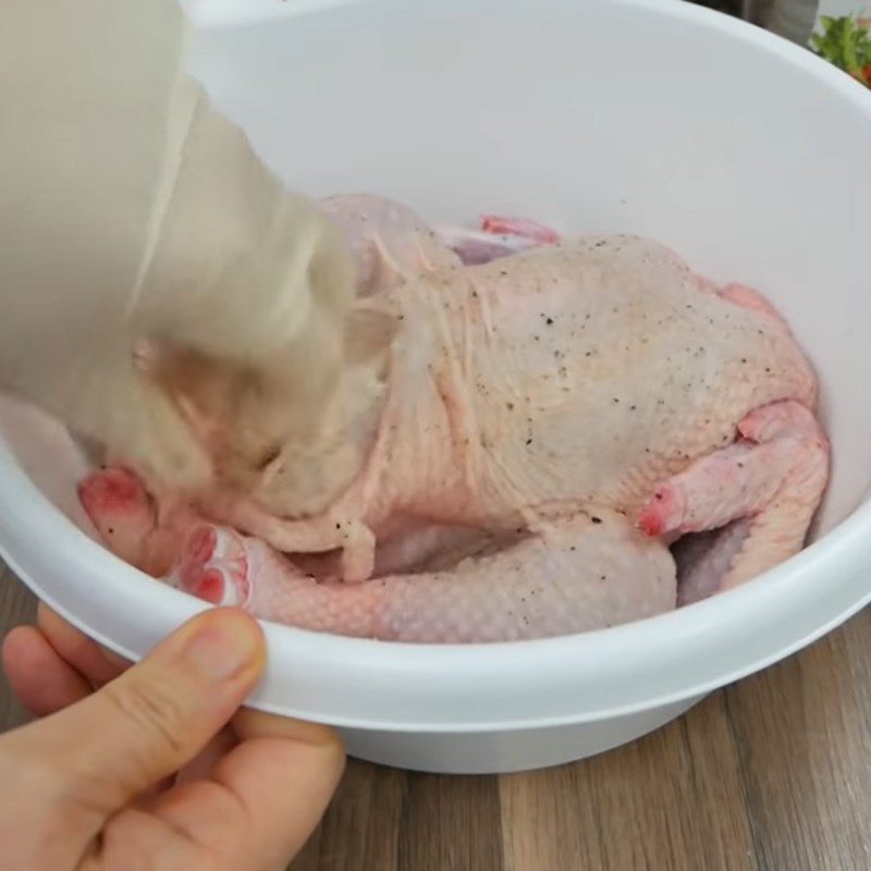 Step 3 Marinate chicken Steamed chicken with rice paddy herb