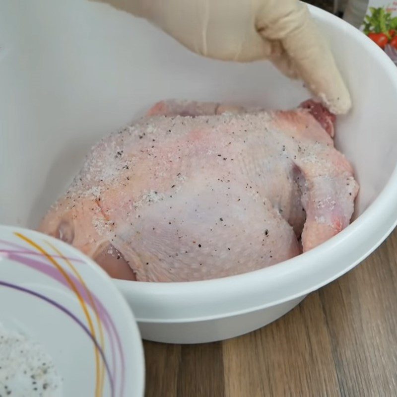 Step 3 Marinate chicken Steamed chicken with rice paddy herb