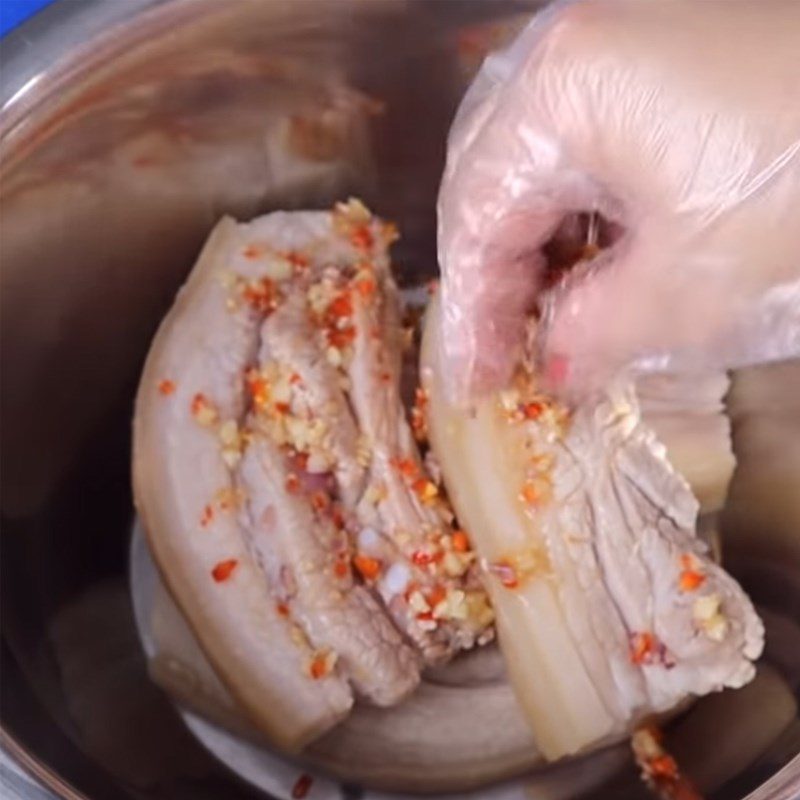 Step 4 Marinate the meat Fried pork belly with fish sauce