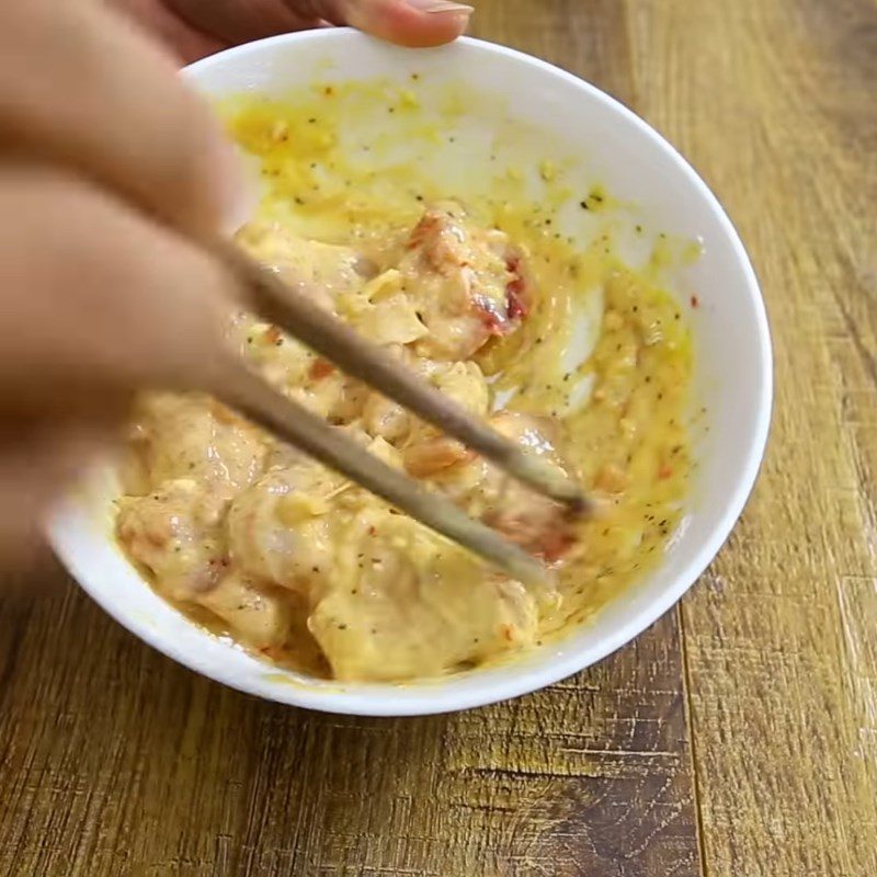 Step 2 Marinate the chicken Fried Chicken with Sesame and Lime Leaves