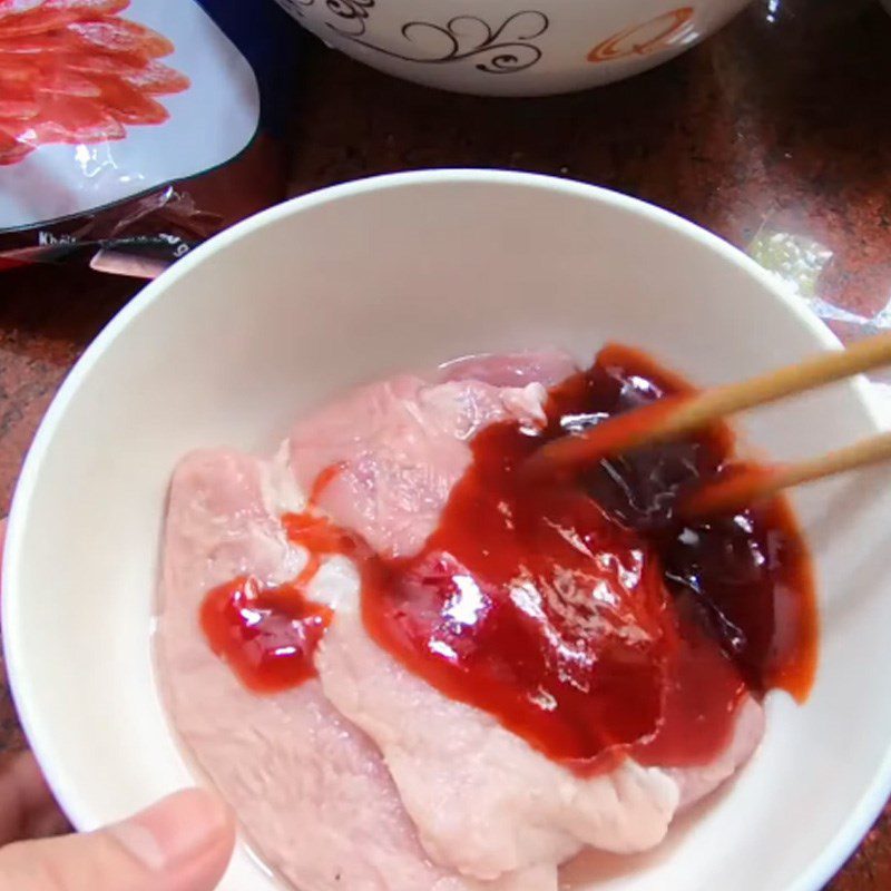 Step 2 Marinate the meat and braise the char siu for Xôi bát bửu