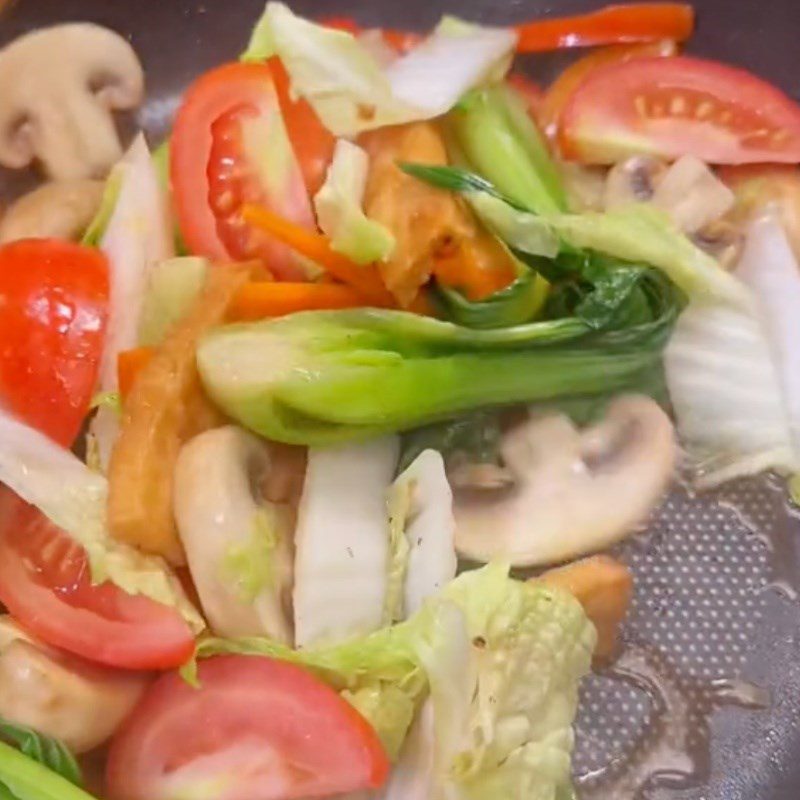 Step 3 Stir-fry Ingredients Vegetarian Mushroom Pho