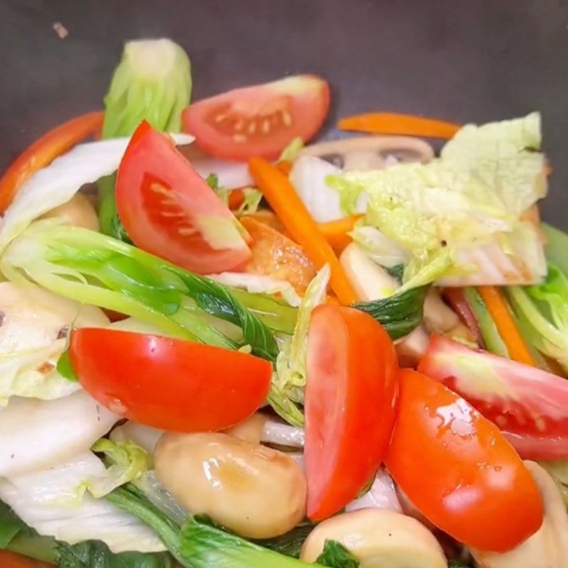 Step 3 Stir-fry Ingredients Vegetarian Mushroom Pho