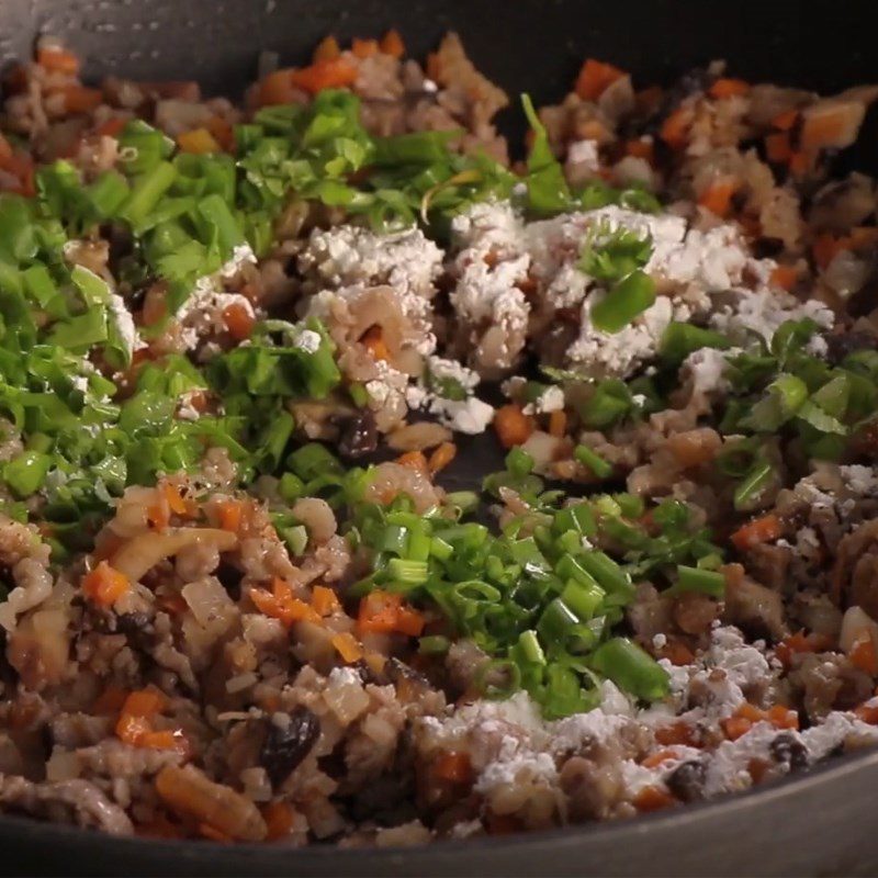 Step 1 Sauté the filling for Savory Meat-Filled Glutinous Rice Balls