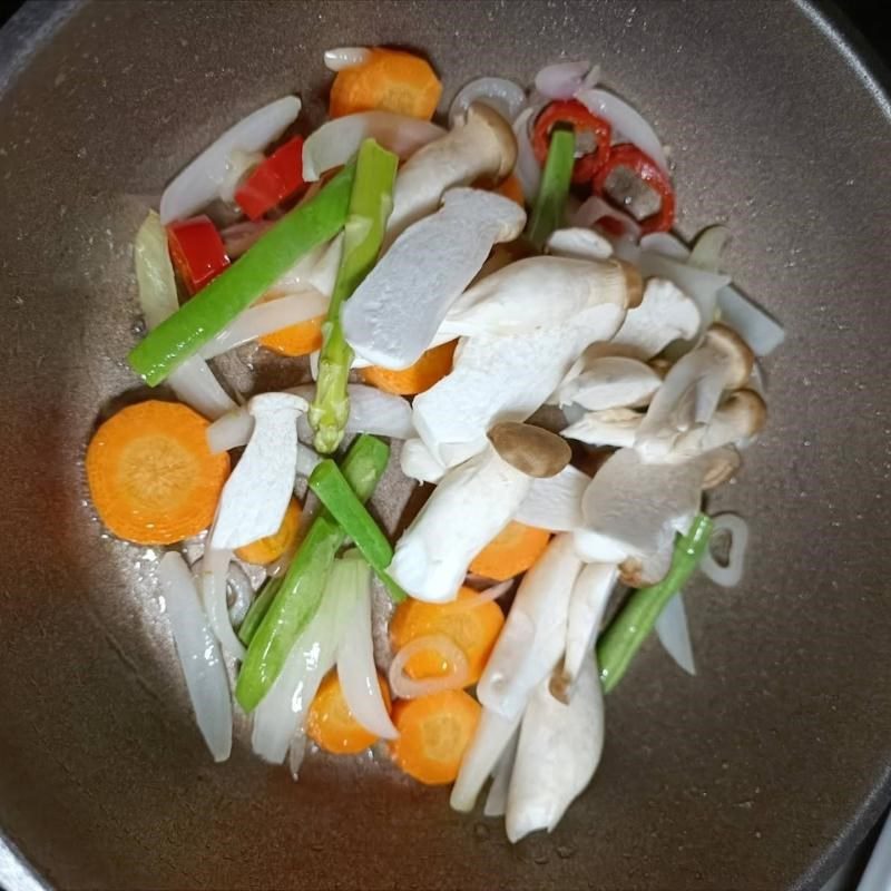 Step 2 Sauté the ingredients Tofu baked in foil vegetarian with the oven