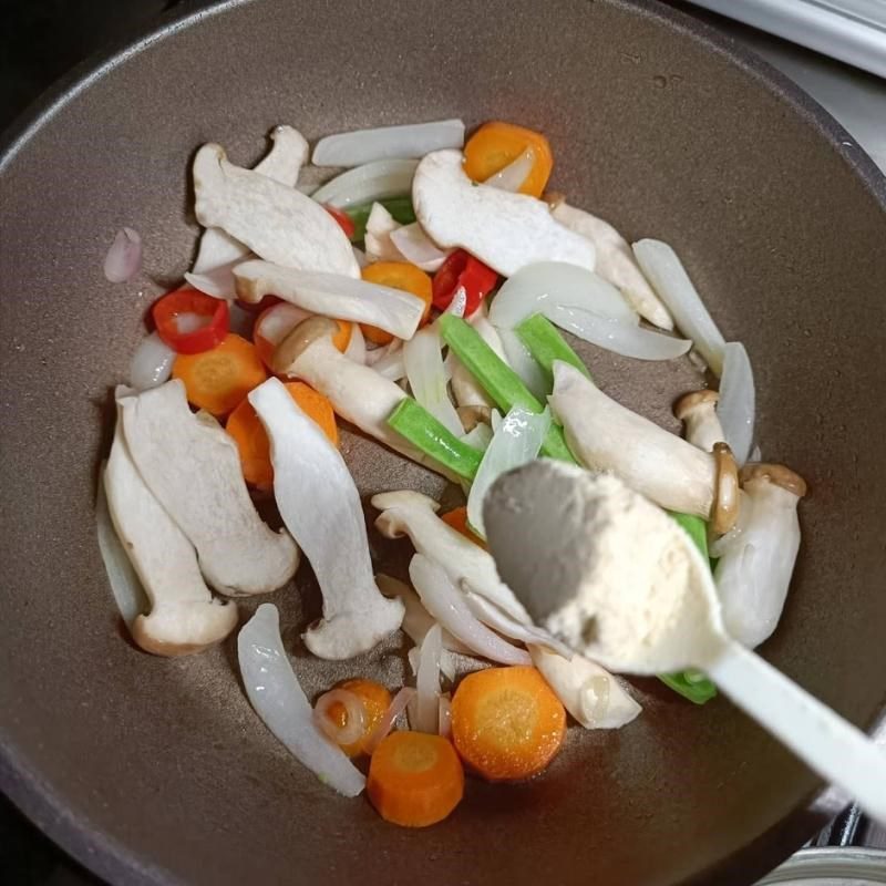 Step 2 Sauté the ingredients Tofu baked in foil vegetarian with the oven