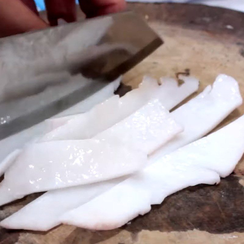 Step 2 Chop the coconut meat for Taro Coconut Milk