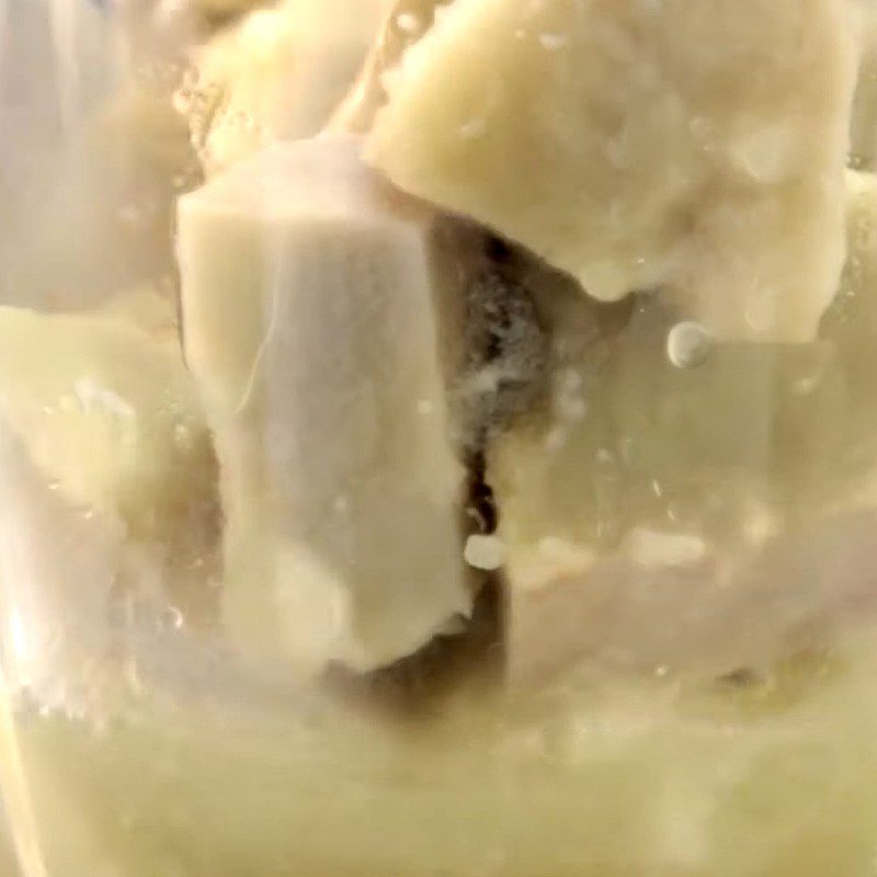 Step 4 Blend the taro with coconut meat and fresh milk Taro coconut milk