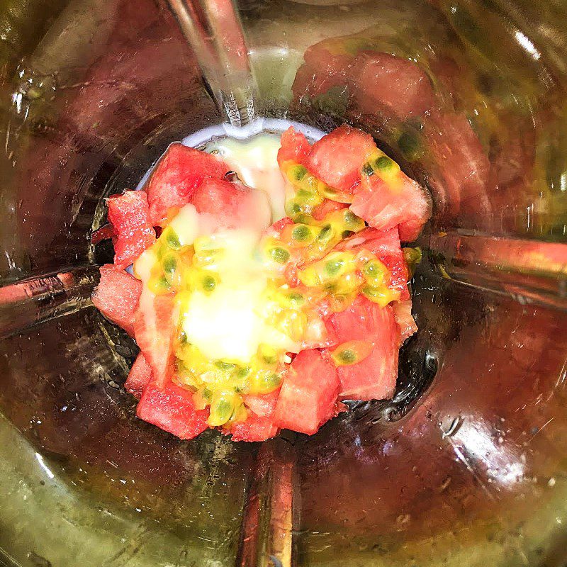 Step 2 Blend Passion Fruit Watermelon Smoothie
