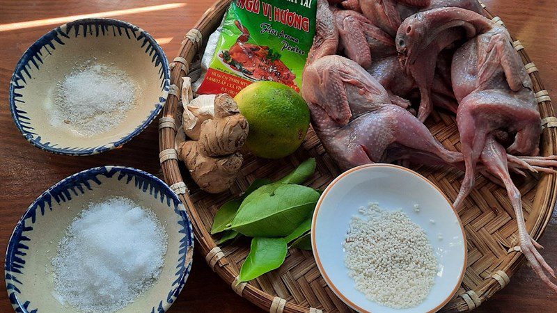 Ingredients for fried quail dish