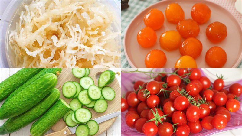 Ingredients for the dish 2 ways to make jelly salad