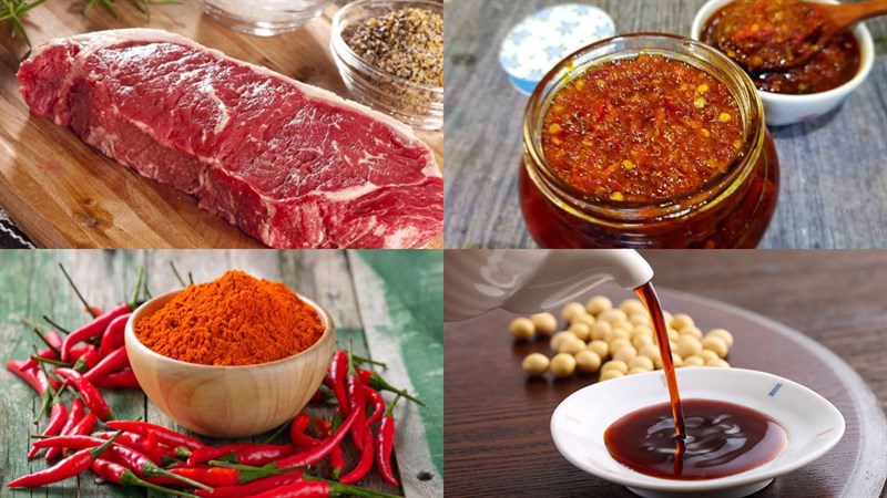 Ingredients for the dish on how to make satay grilled beef