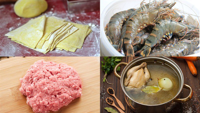 Ingredients for wonton soup